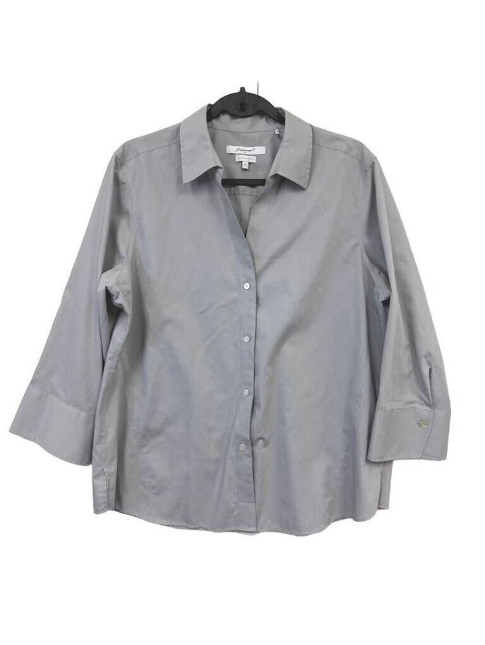 Foxcroft Women’s XL Gray Button Down Shirt 3/4 Sleeve Wrinkle Free Blouse
